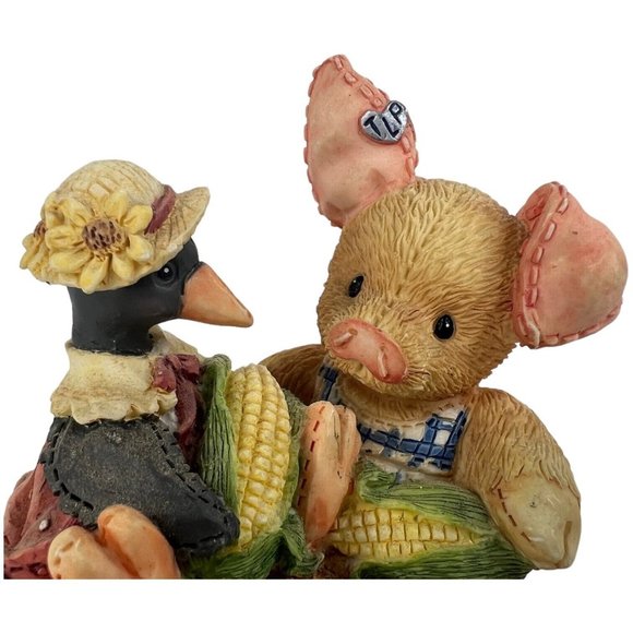 Enesco This Little Piggy Figurine Nothin Corny Bout You And Me 1994 TLP Crow Pig - Picture 2 of 9